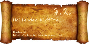 Hollender Klára névjegykártya